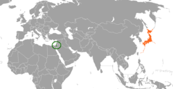 Kaart met locaties van Israël en Japan