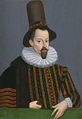 Kong Jakob I av England i capotain, kappe og vams med pipekrage 1590