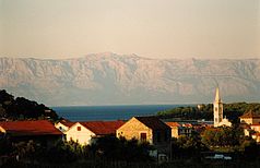 The Biokovo mountain range as seen from the island of Hvar