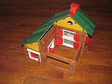 Jeujura wooden construction set (Swiss chalet) Jeu de construction en bois JeuJura boite ndeg8 Chalet suisse.jpg