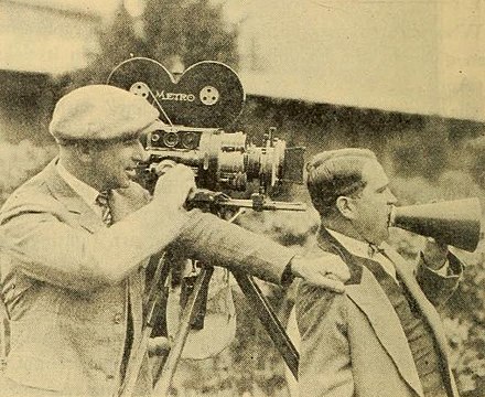 Arnold (left), with director Edward Cline on the set of the 1924 film, Along Came Ruth