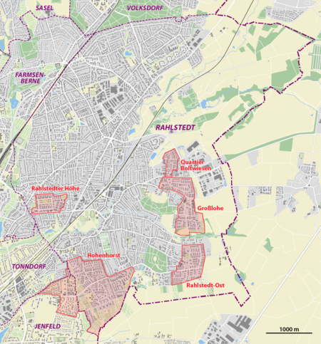 Karte Hamburg Rahlstedt Großsiedlungen
