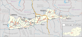 Übersichtskarte der Salzburger Schieferalpen