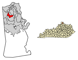 Locatie van Crestview Hills in Kenton County, Kentucky.