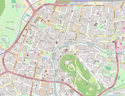 Evangeličanska cerkev Primoža Trubarja se nahaja v Ljubljana-center