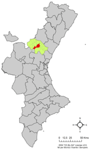 Localização do município de Jérica na Comunidade Valenciana