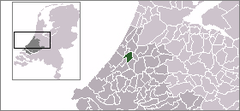 Ligging van Leiden in die provinsie Zuid-Holland