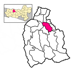 Location of Kedungwuni within Pekalongan, Central Java