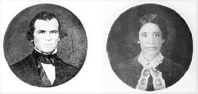 Locket portraits of Andrew and Eliza (McCardle) Johnson, created 1840s