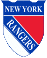 Logo i form af et skjold med ordene New York indskrevet øverst og Rangers på tværs