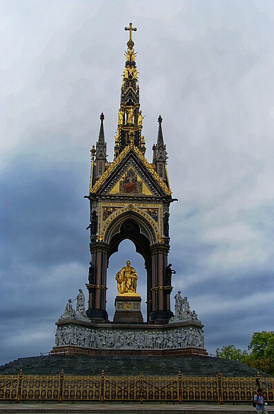 File:London - Kensington Gardens - Queen's Gate - View North on Albert Memorial 1875.jpg