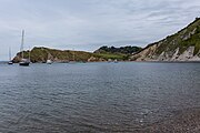 Lulworth Cove in Dorset, England in May 2021.