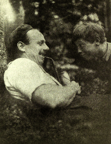 Martin Luserke (left) with a pupil from Freie Schulgemeinde of Wickersdorf near Saalfeld in Thuringia Forest, circa 1922