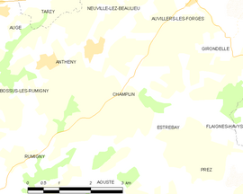 Mapa obce Champlin