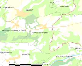 Mapa obce Villars-lès-Blamont
