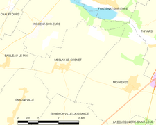 Carte de la commune de Meslay-le-Grenet.