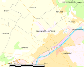 Mapa obce Margny-lès-Compiègne