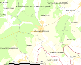 Mapa obce Loulans-Verchamp