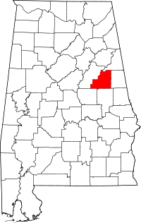 Locatie van Clay County in Alabama