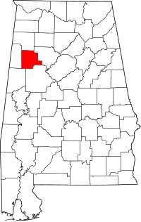 Locatie van Fayette County in Alabama