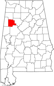 Location of Fayette County in Alabama Map of Alabama highlighting Fayette County.svg