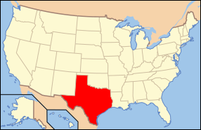 Штат Техас на карте США