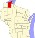 Map of Wisconsin highlighting Bayfield County.svg