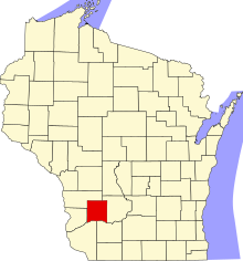 Location of Richland County in Wisconsin Map of Wisconsin highlighting Richland County.svg