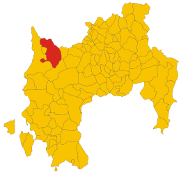 南サルデーニャ県におけるコムーネの領域