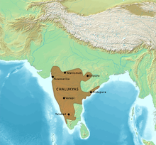 A map of the Chalukya Empire's territories Map of the Chalukyas.png