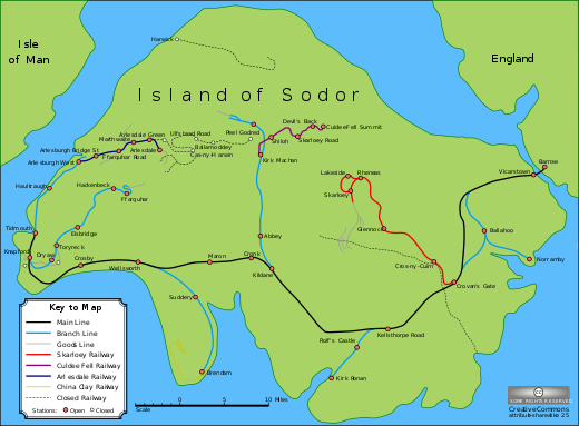 Spoorlijnen op het fictieve eiland Sodor