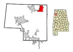 Marion County Alabama Incorporated and Unincorporated areas Bear Creek Highlighted.svg