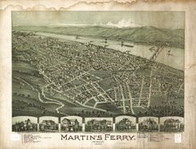 Aerial view of Martins Ferry in 1899 Martin's Ferry, Ohio 1899 LOC gm71005336.tif