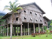 A replica of a traditional Melanau House Melanau house, Sarawak.jpg