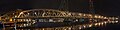 Panoramic of Memorial Bridge at night, as seen from Prescott Park pier