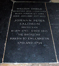 Memorial stone William Shield and Johann Peter Salomon