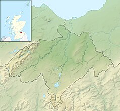 Mapa konturowa Midlothian, blisko centrum u góry znajduje się punkt z opisem „Dalkeith”