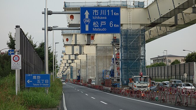Construction site of Tokyo Gaikan Expressway in Misato, Saitama, Japan