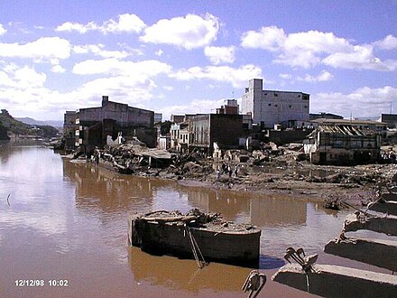 Part of the massive damage caused by Hurricane Mitch in Tegucigalpa, 1998