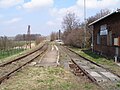 Čeština: Zrušená železniční zastávka Mořkov - pohled na kolejiště severním směrem.