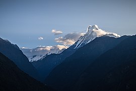 A view of Mount Fishtail(Machhapuchchhre)as seen from Chomrong