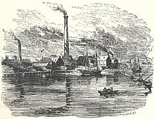 Exterior view of the New England Glass Company from the east, c. 1855 NEGC exterior view.jpg