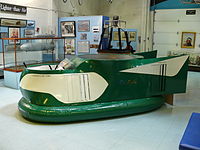 One of Fletcher's inventions: the Glidemobile, arguably the world's first hovercraft, in the  Aviation Hall of Fame and Museum of New Jersey.