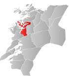 Locator map showing Namsos within Nord-Trøndelag