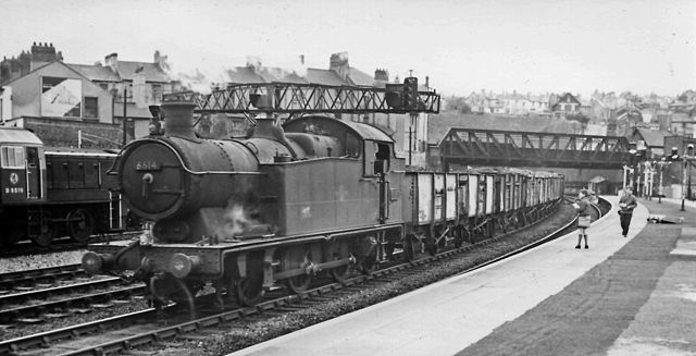 6614 with a coal train at Newport