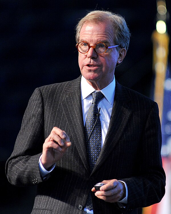 Nicholas Negroponte delivering the Forrestal Lecture to the US Naval Academy in Annapolis, MD, on April 15, 2009