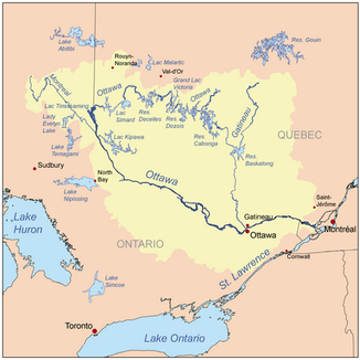 The Ottawa and Gatineau catchment areas