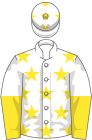 White, yellow stars, halved sleeves and stars on cap