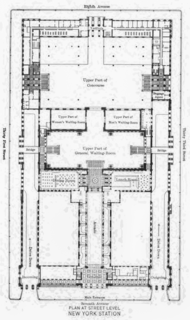 Plan d'étage au niveau de la rue de la gare de Pennsylvanie