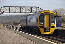 Two Great Western Railway services stop at Pilning every week, both on a Saturday and in one direction only. Pilning railway station MMB 04 158767.jpg